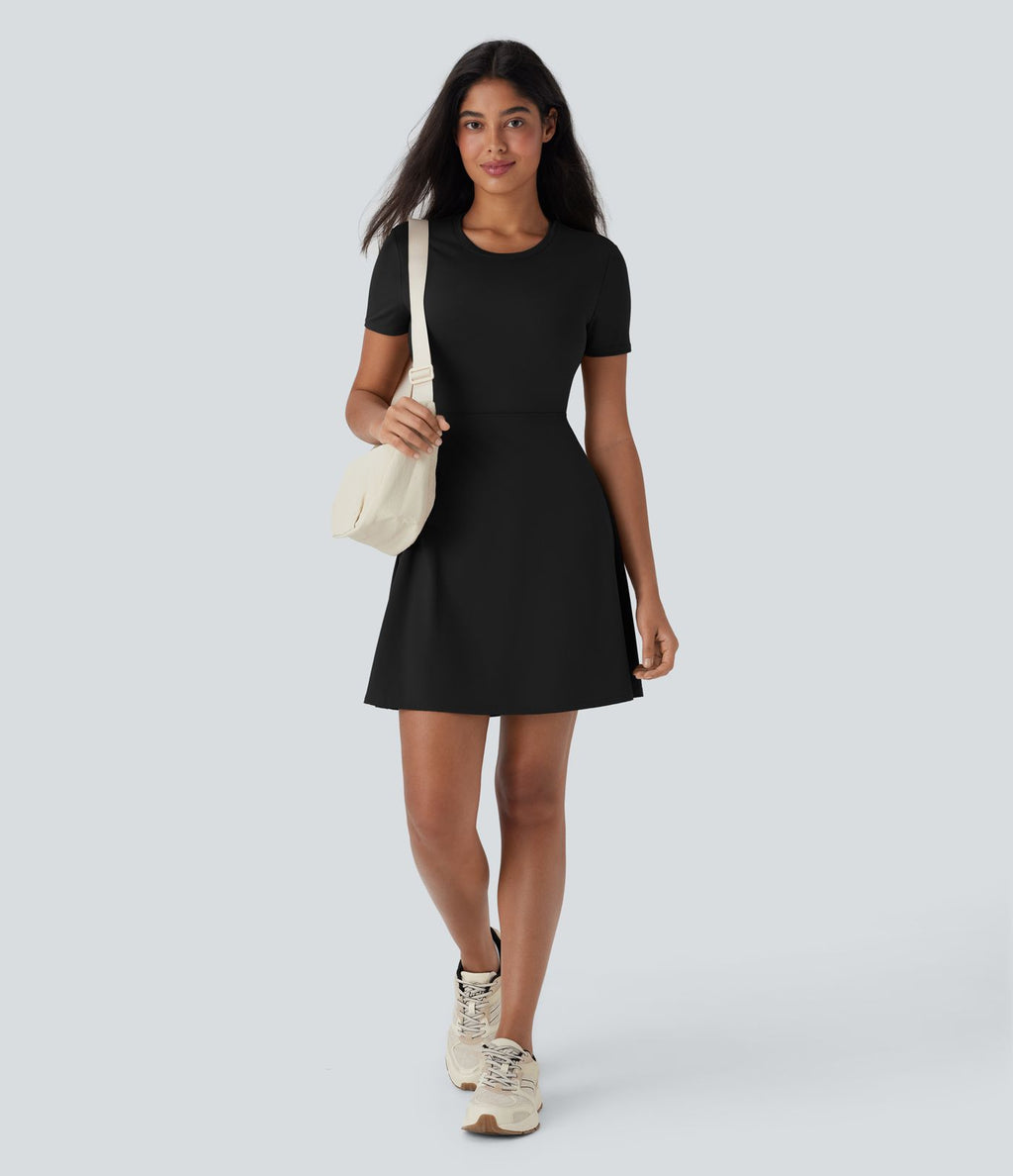 Robe de sport danse mini évasée à découpes D-F