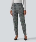 Pantalon tailleur Halara Flex™ fuselé à carreaux taille haute avec poches