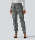Pantalon tailleur Halara Flex™ fuselé à carreaux taille haute avec poches