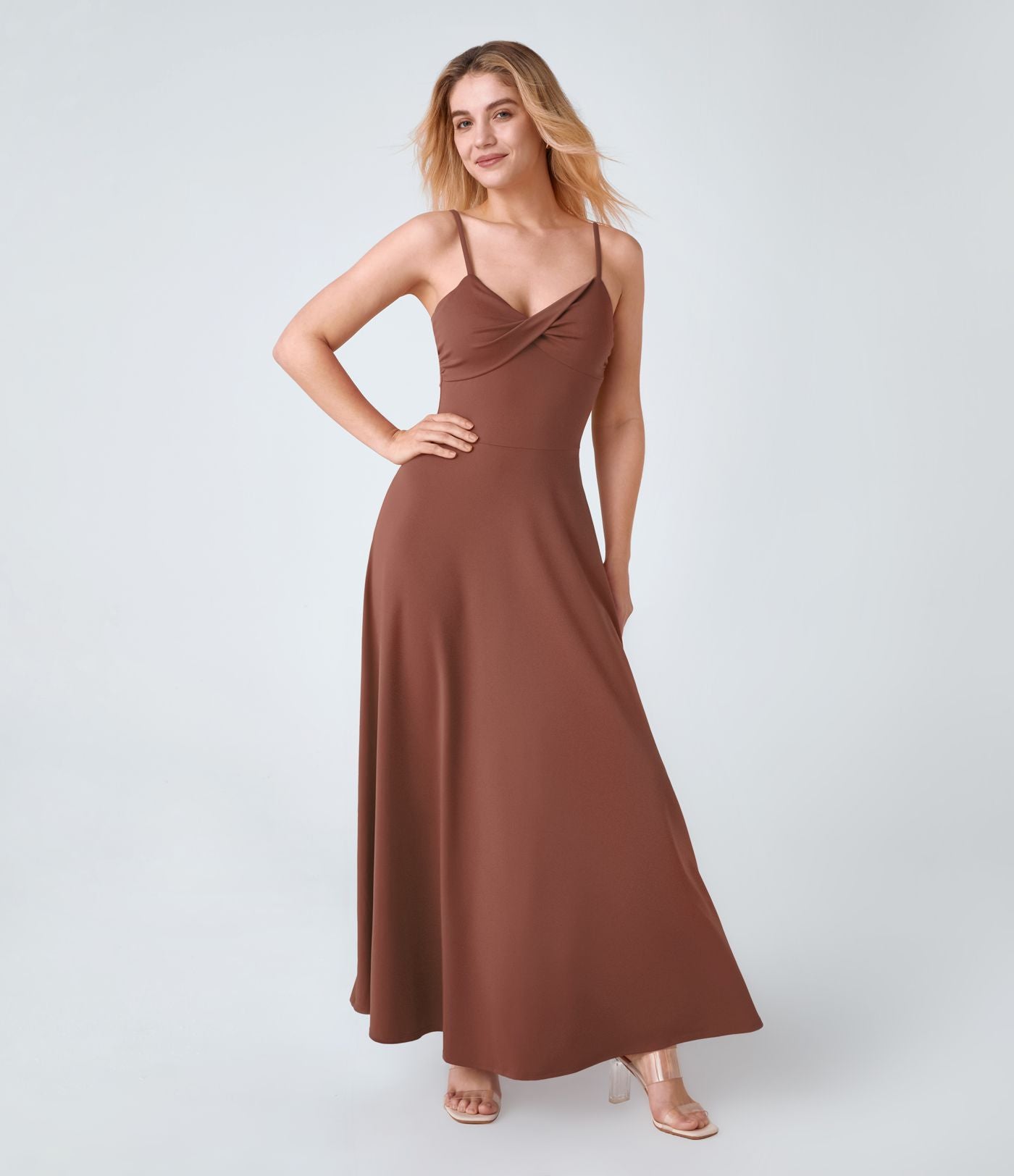 Robe de Vacances Fluide Bretelles Réglables Dos en U Torsadé Évas