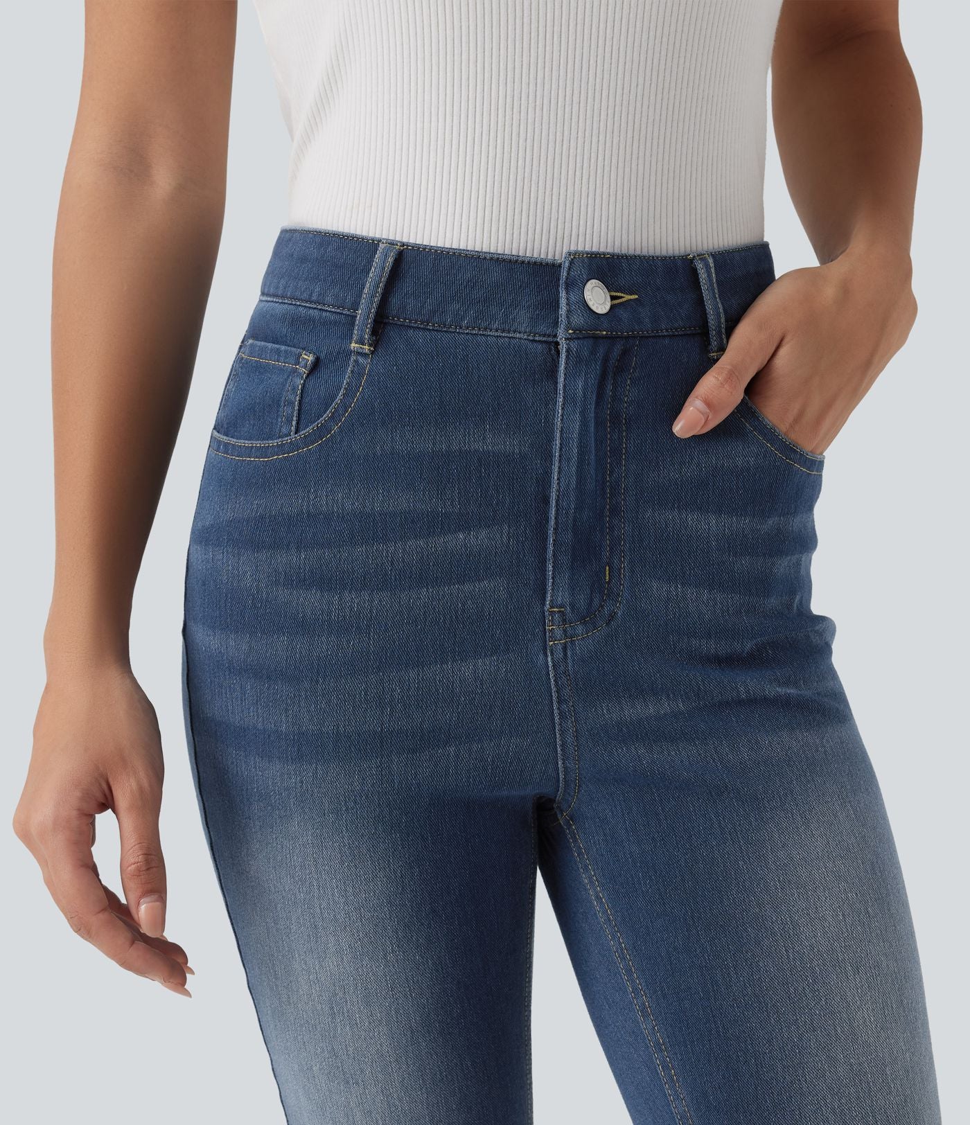Jean ajusté décontracté Halara Flex™ taille haute avec poches
