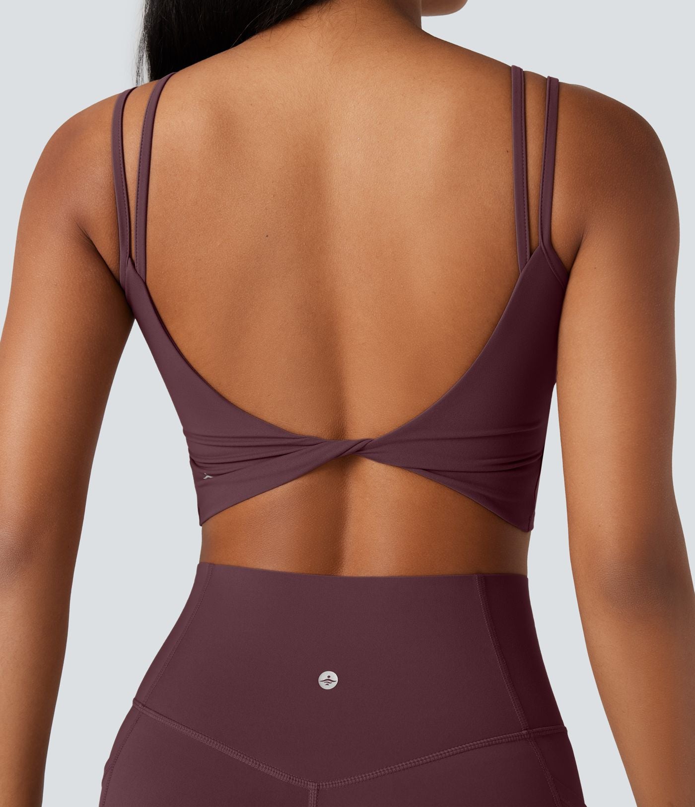 Débardeur yoga court Halara UltraSculpt™ double bretelles torsadé dos nu