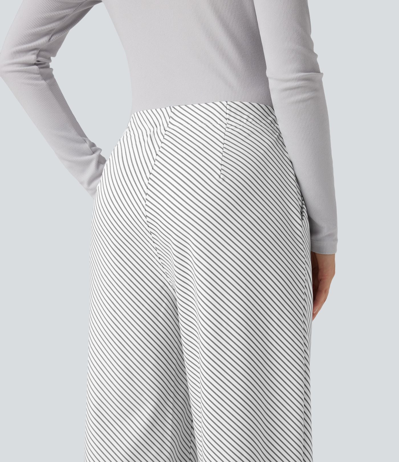 Pantalon de travail Halara Flex™ droit à rayures, taille haute, avec poches