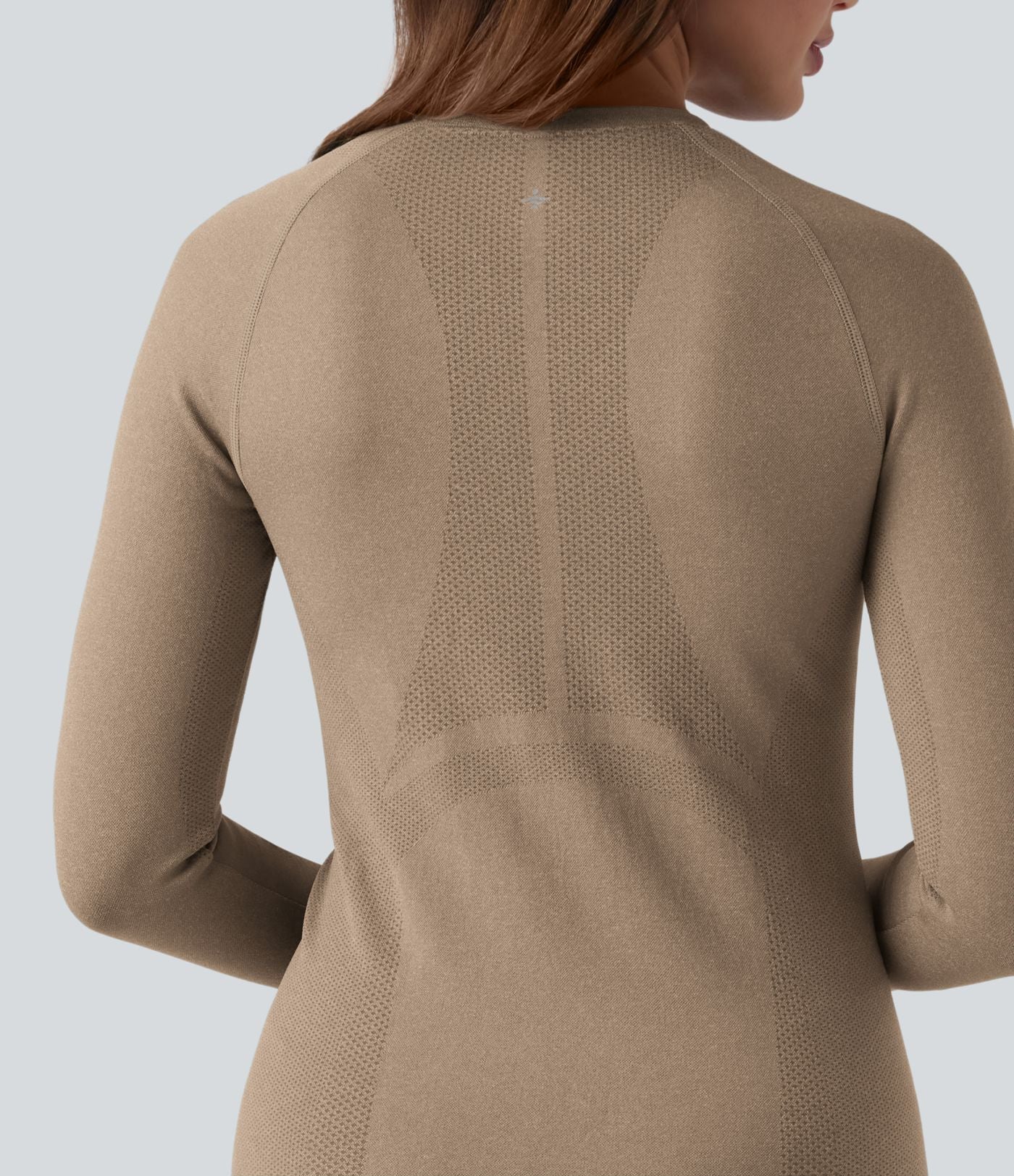 OneForm Seamless Flow Top de sport yoga à col rond, manches longues raglan avec passants pouces