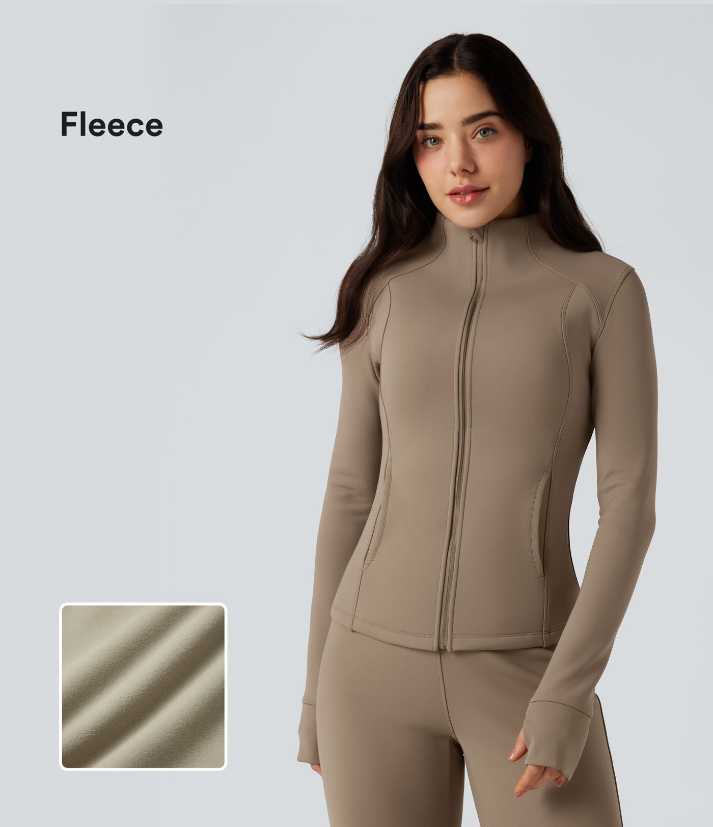 Veste d'entraînement polaire manches longues avec trous pouces et poches