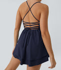 Breezeful™ Robe Casual Mini Fluide à Séchage Rapide à Volants Superposés Dos Nu et Lacée