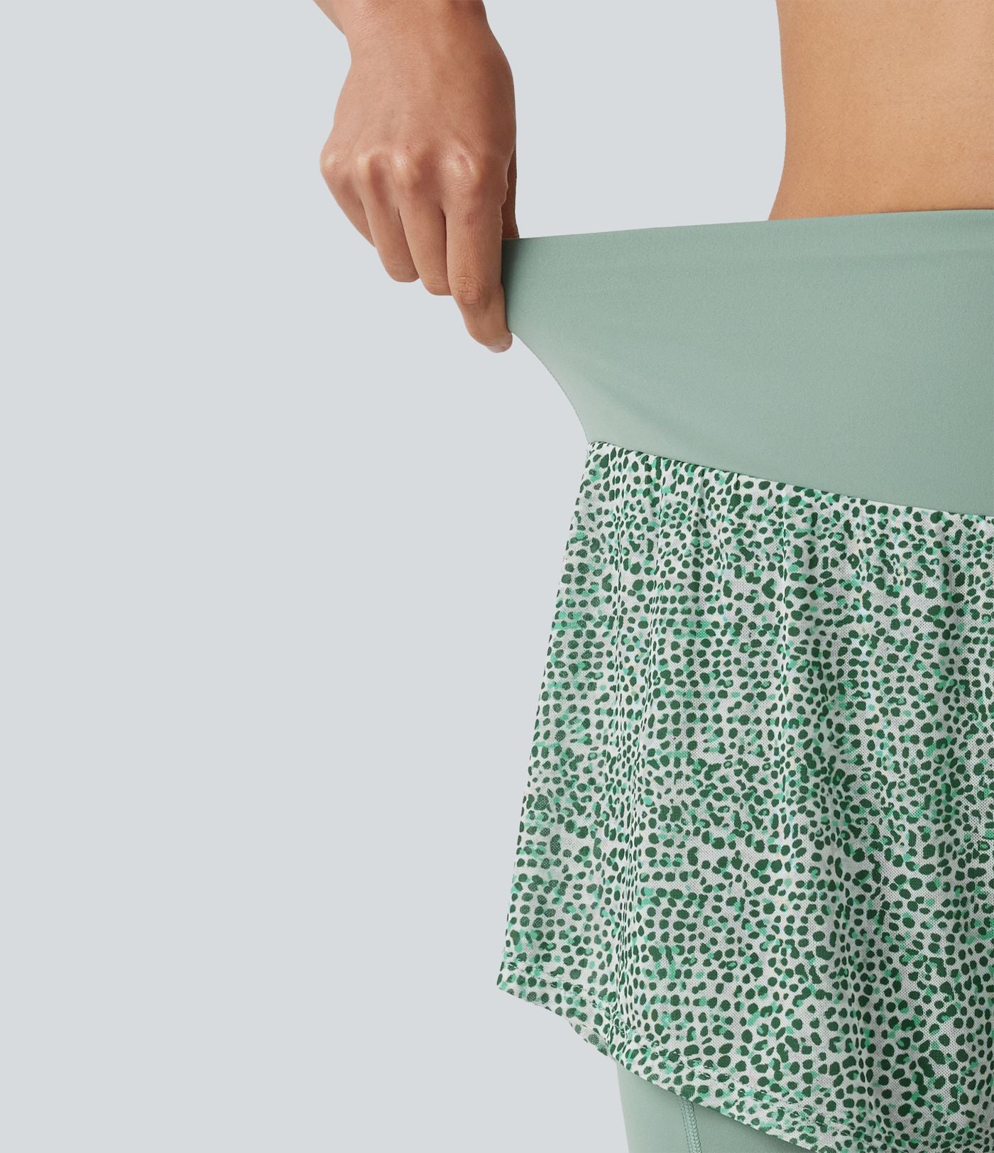 Short baggy de running 2-en-1 taille haute à imprimé léopard avec poches