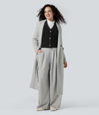 Cardigan gaufré col V manches longues