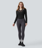 Haut de sport de yoga SoftlyZero™ Plush effet push-up mesh contrastant manches longues