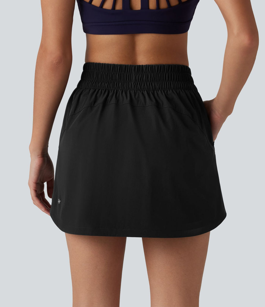 Jupe mini de randonnée 2-en-1 taille haute ourlet arrondi avec poches