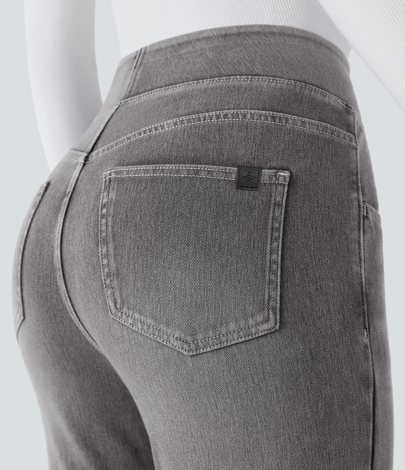 Halara Flex™ Jean bootcut décontracté extensible délavé taille haute à poches multiples