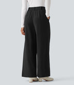 Pantalon tailleur baggy taille haute avec poches