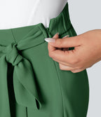 Pantalon Tailleur Large Fluide Taille Haute Fermeture Éclair Invisible