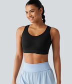 Brassière de sport d'entraînement maintien fort en mesh contrasté avec boucle ajustable et coussinets non amovibles