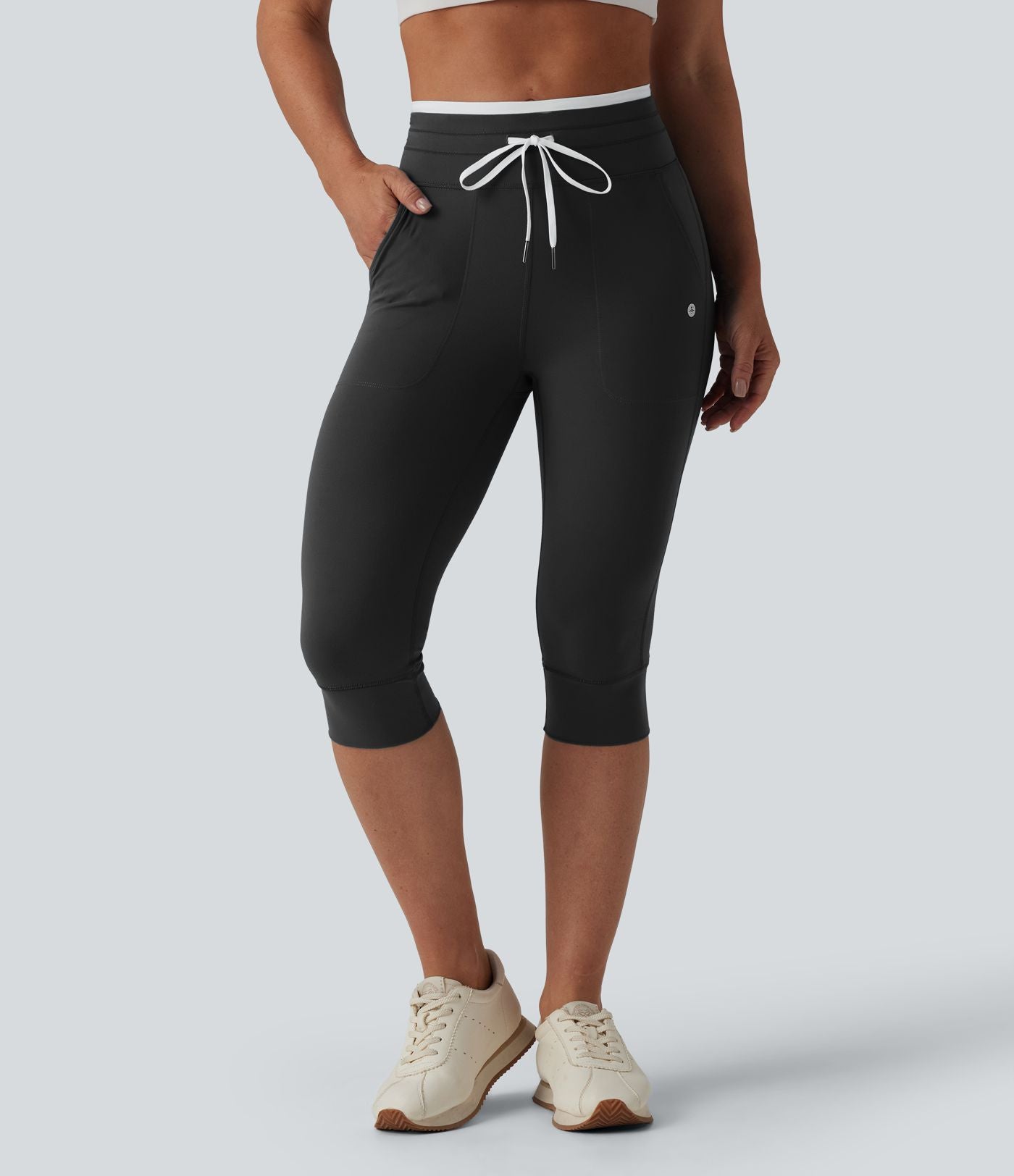 Legging de yoga corsaire Halara UltraSculpt™ color block taille haute gainant avec cordon de serrage avec poches