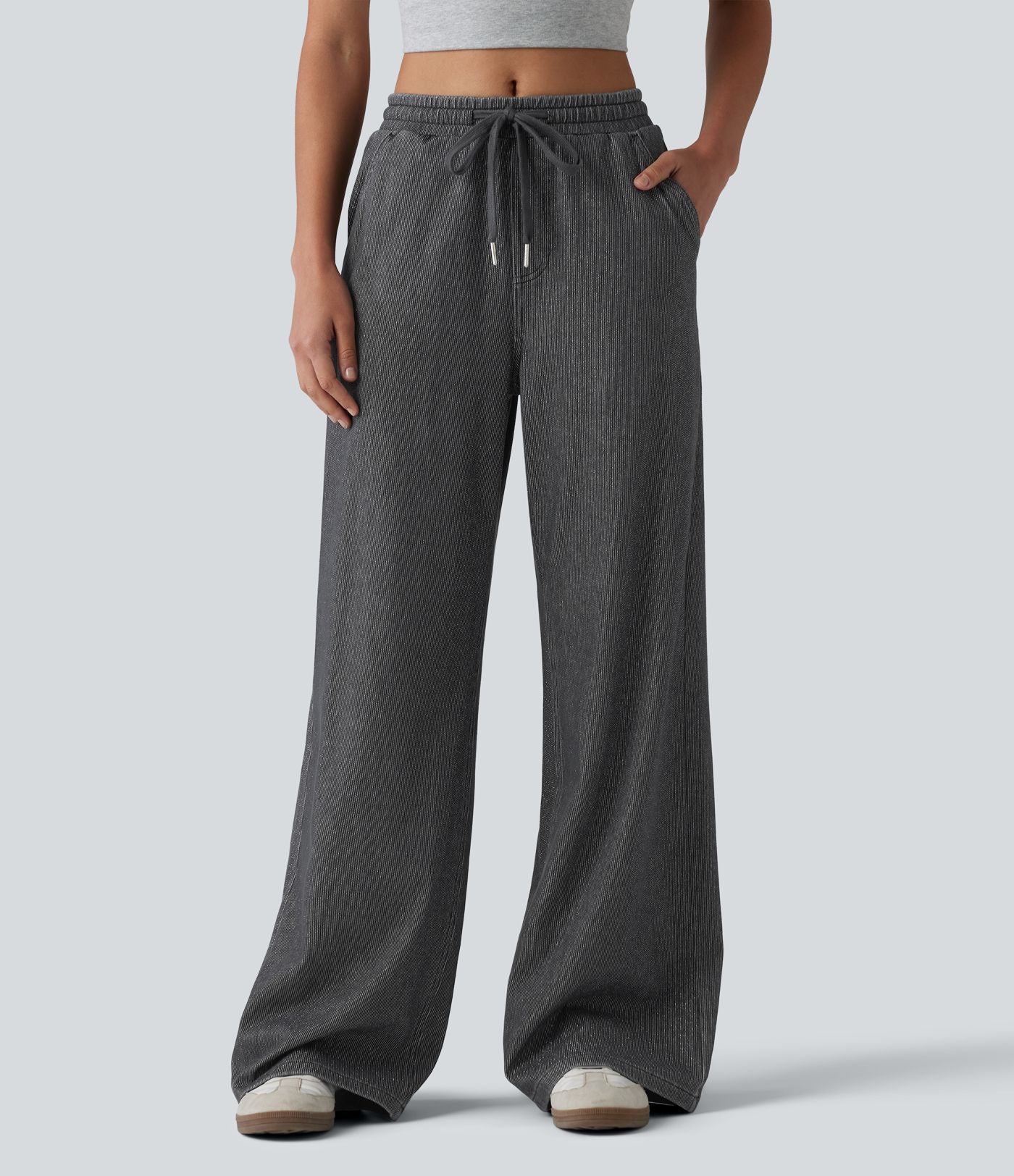 Jogging taille basse Halara Flex™ jambes larges, effet sparkle, avec poches