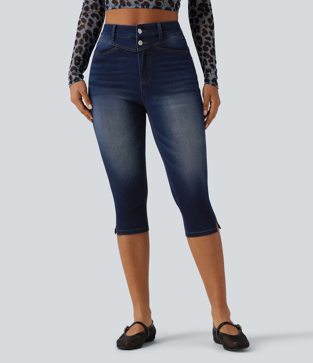 Halara Flex™ Jean slim casual capri taille haute avec fentes et poches