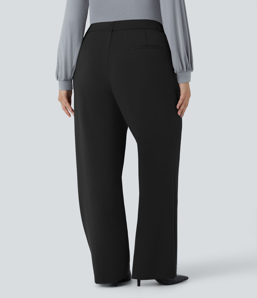 Pantalon de travail grande taille coupe droite zippé taille haute Halara Flex™ avec poches