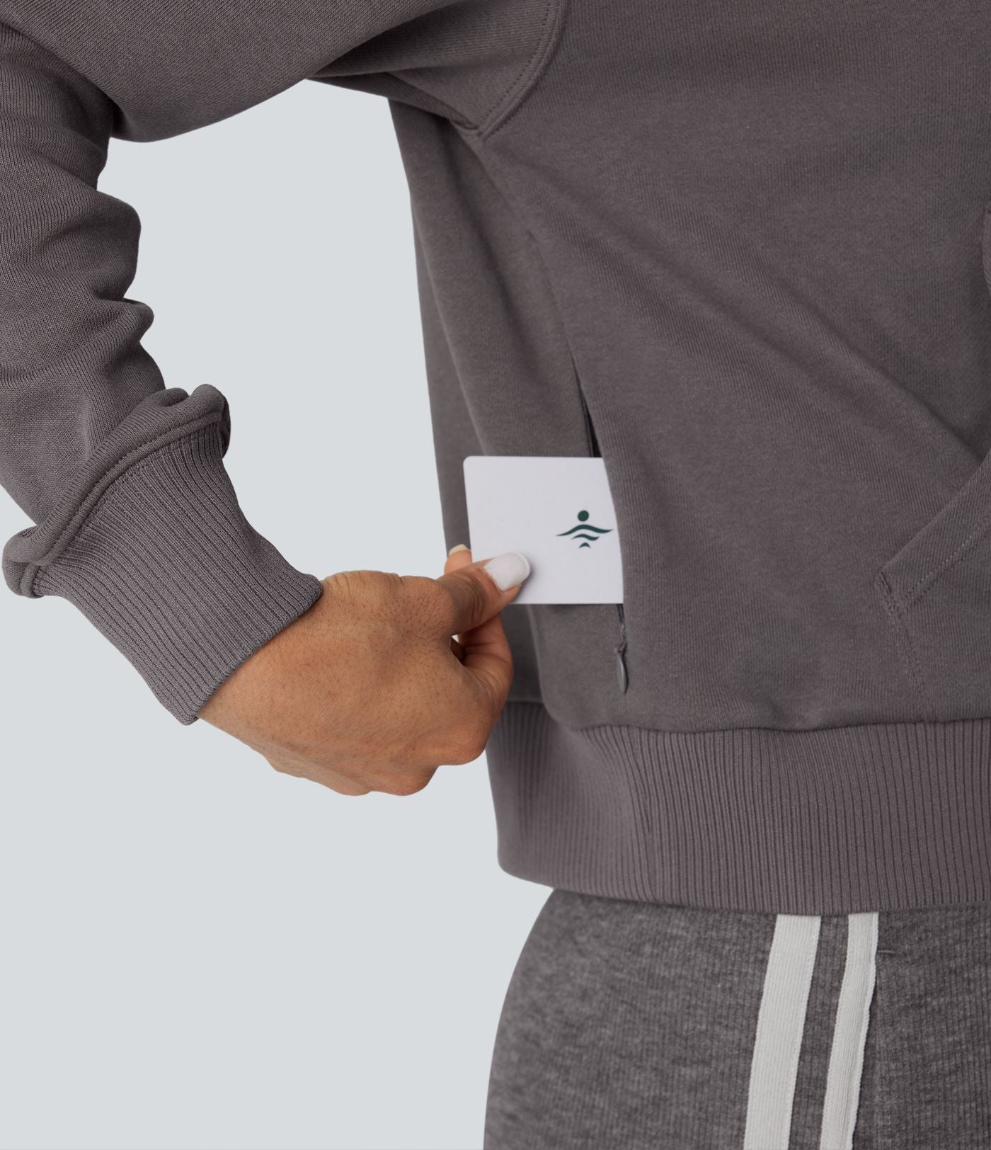 Sweat-shirt coton décontracté à capuche avec fermeture éclair et poches