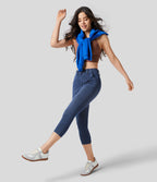 Halara Flex™ Legging Capri Casual Taille Midi Avec Poche Latérale En Tricot Extensible