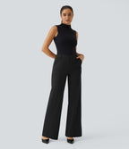 Pantalon de travail Halara Flex™ droit, taille mi-haute, avec poches