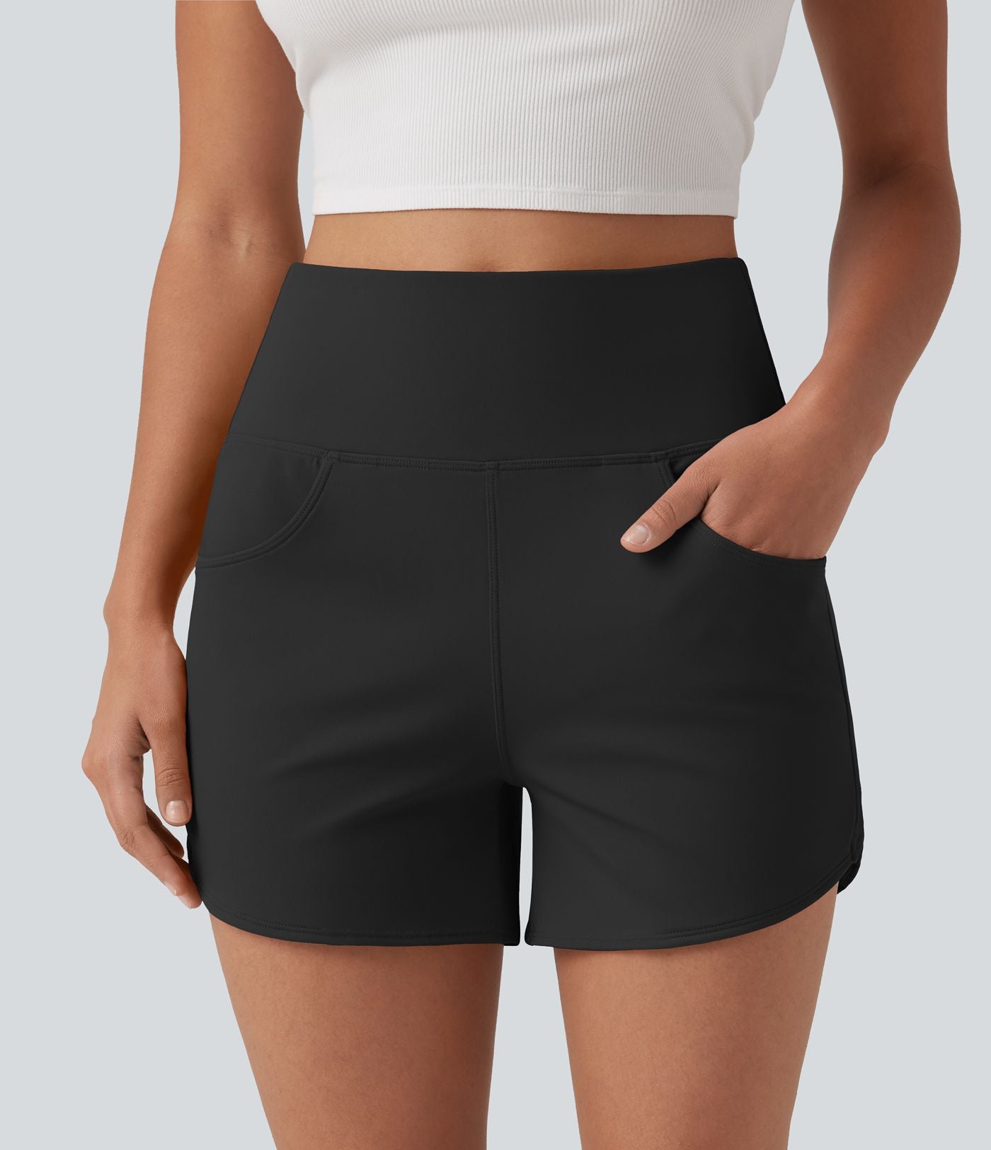 Short décontracté SoftlyZero™ Airy taille haute coupe ajustée à ourlet arrondi, avec poches, 10 cm
