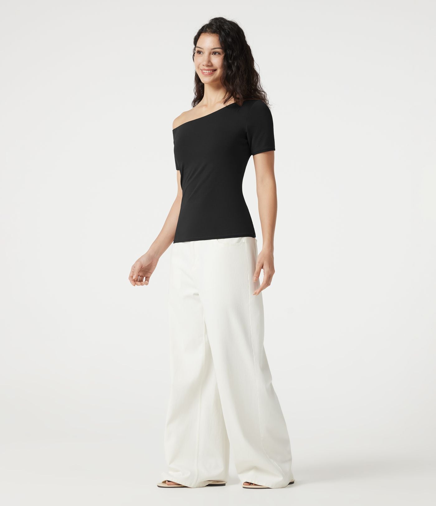 T-shirt casual Halara en jersey de coton asymétrique brassière intégrée bonnets B à DD