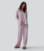Pantalon de détente large rayé taille haute