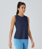 Top Débardeur Yoga Uni à Ourlet Croisé et Découpe