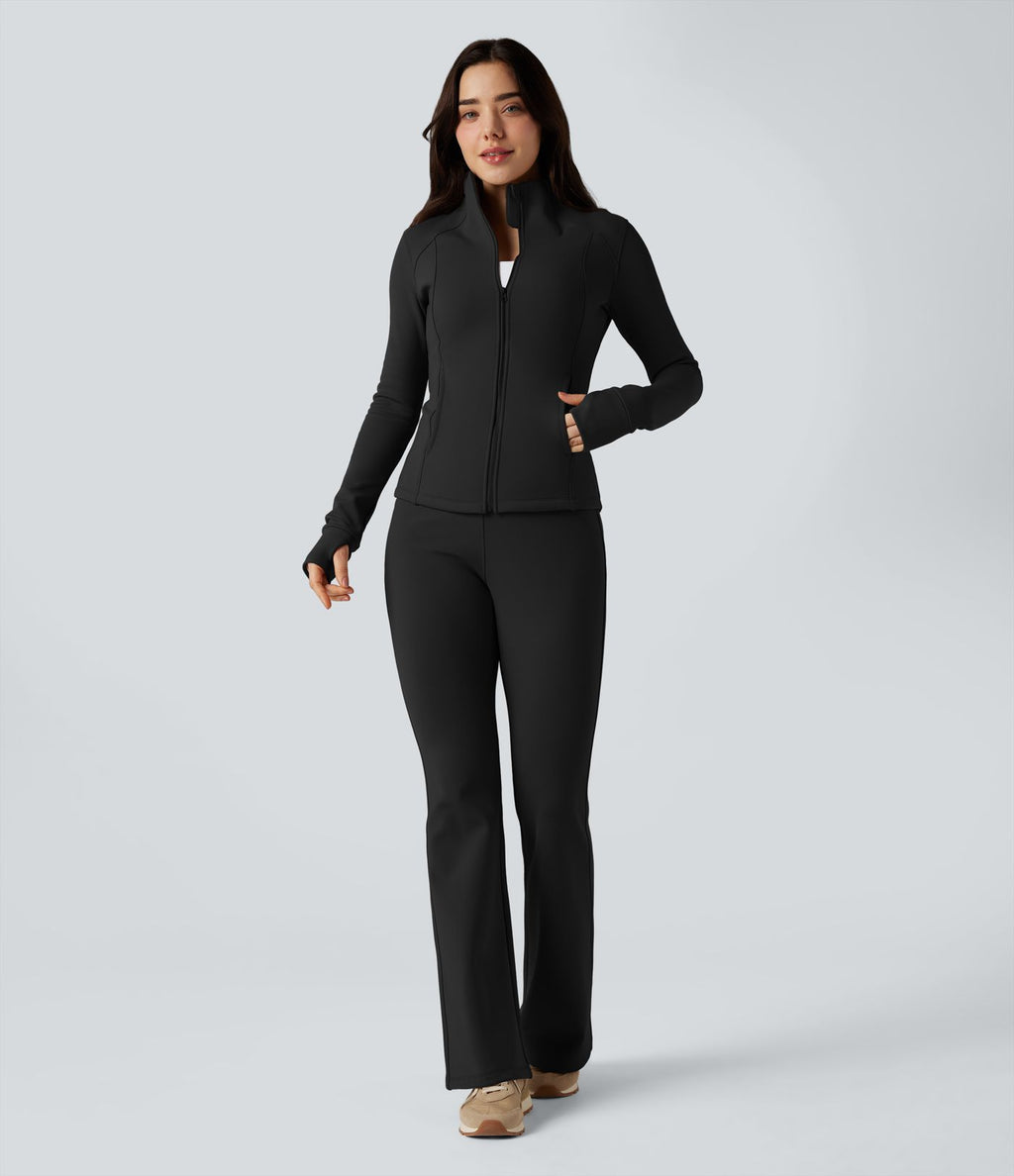 Veste d'entraînement polaire manches longues avec trous pouces et poches