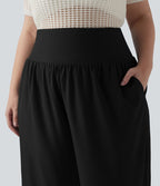 Pantalon capri grande taille Breezeful™ taille haute gainant à ourlet arrondi séchage rapide avec poches