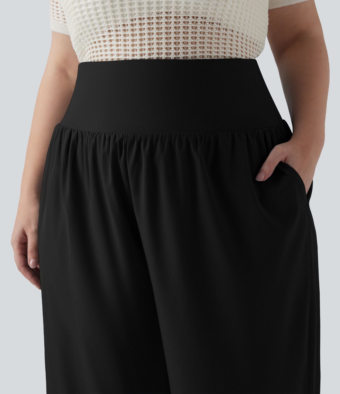 Pantalon capri grande taille Breezeful™ taille haute gainant à ourlet arrondi séchage rapide avec poches