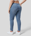 Halara Flex™ Jean Skinny Grande Taille Casual en Tricot Extensible Taille Mi-Haute avec Bouton et Fermeture Éclair et Plusieurs Poches