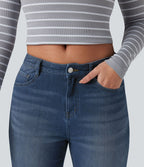 Jean droit Halara Flex™ Denim Heat casual molleton taille haute avec poches