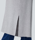 Cardigan long casual à capuche, manches longues et poches