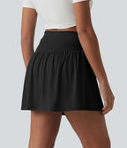 Jupe casual micro mini 2-en-1 taille haute avec poches