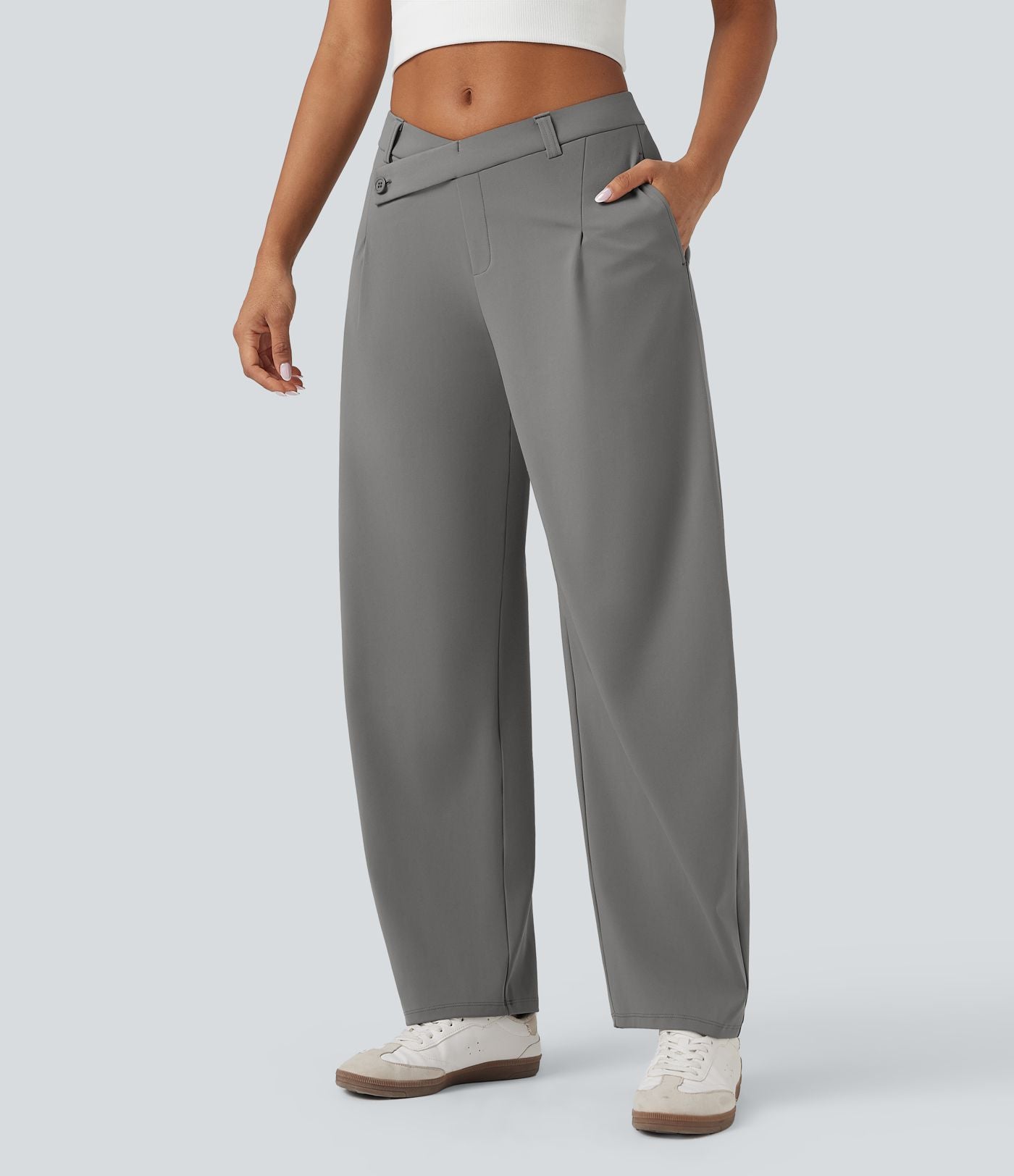 Pantalon tailleur fuselé asymétrique taille moyenne Halara Flex™ DayStretch avec poches