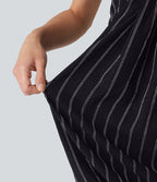 Robe micro-mini moulante à rayures col dos nu avec soutien-gorge intégré et dos à nouer