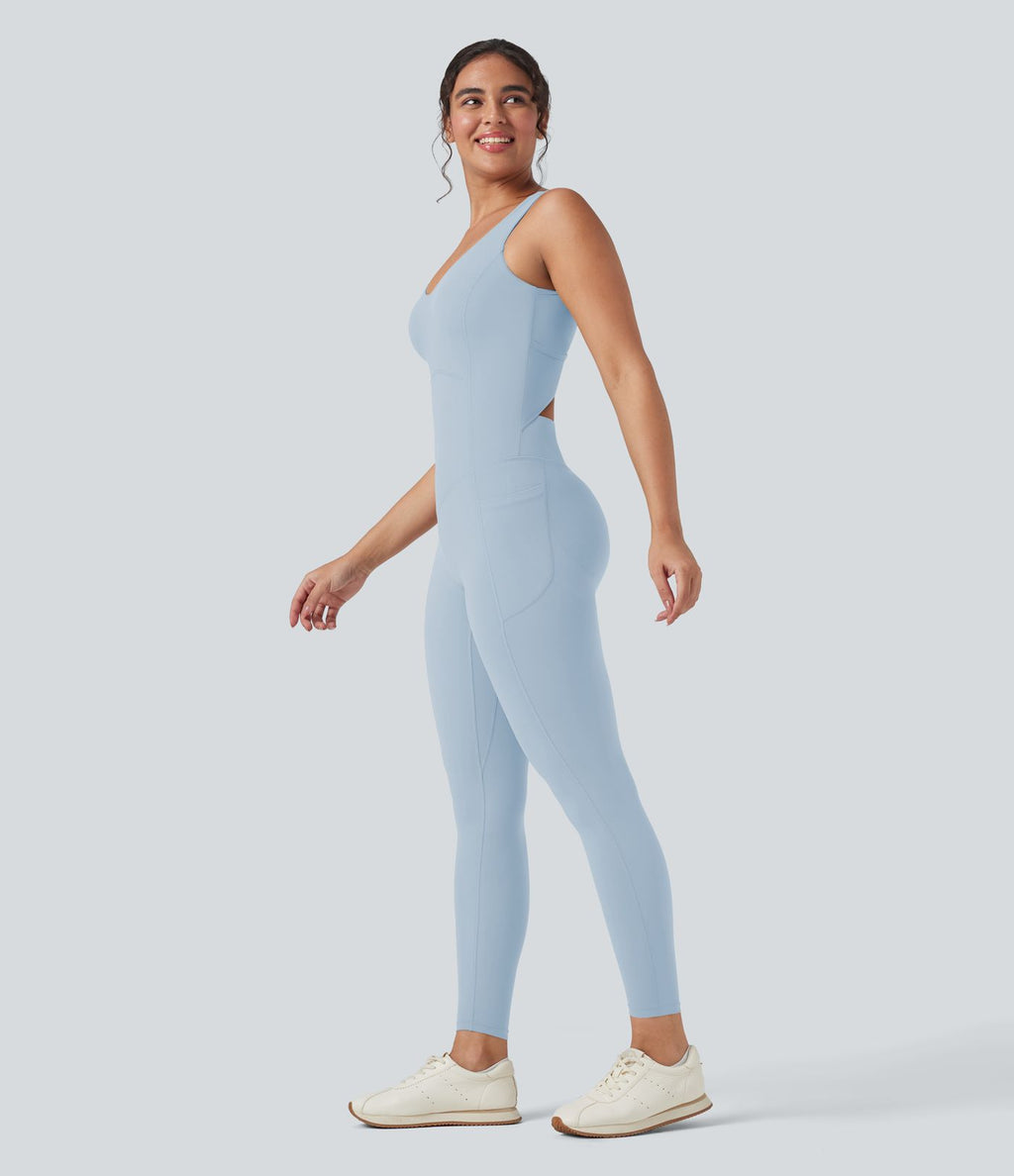 Combinaison de sport Halara UltraSculpt™ col V gainante push-up à poches