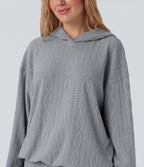 Sweatshirt décontracté à capuche manches longues oversize maille torsadée
