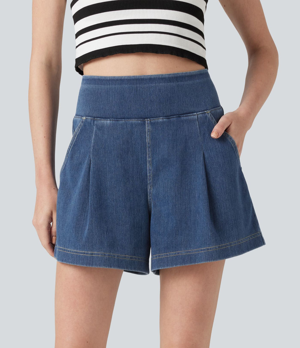 Short en jean ample Halara Flex™ taille haute décontracté avec poches