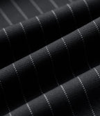 Pantalon tailleur large taille haute à rayures avec boutons décoratifs et poches