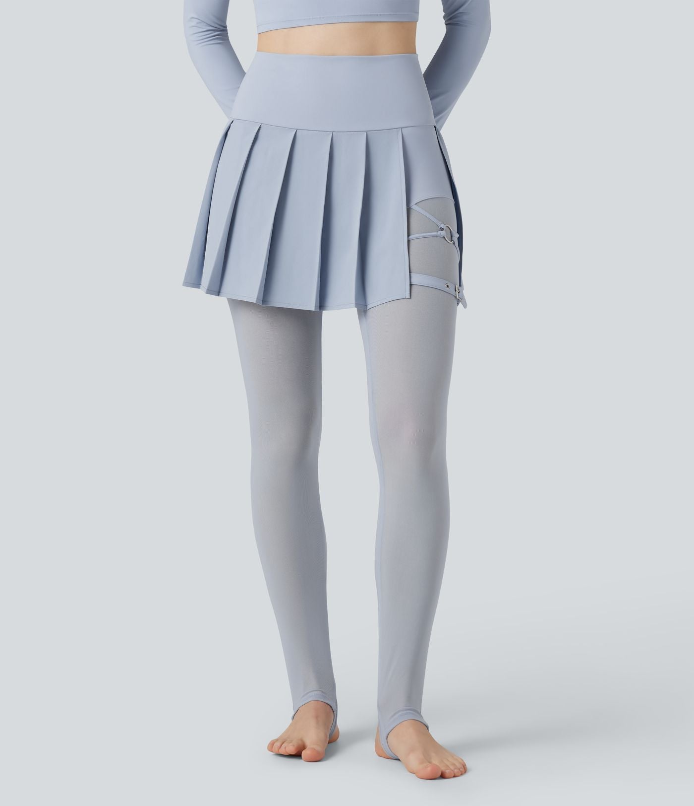 Legging à jupe étrier danse Breezeful™ 2-en-1 taille haute plissé résille contrastante séchage rapide avec poches