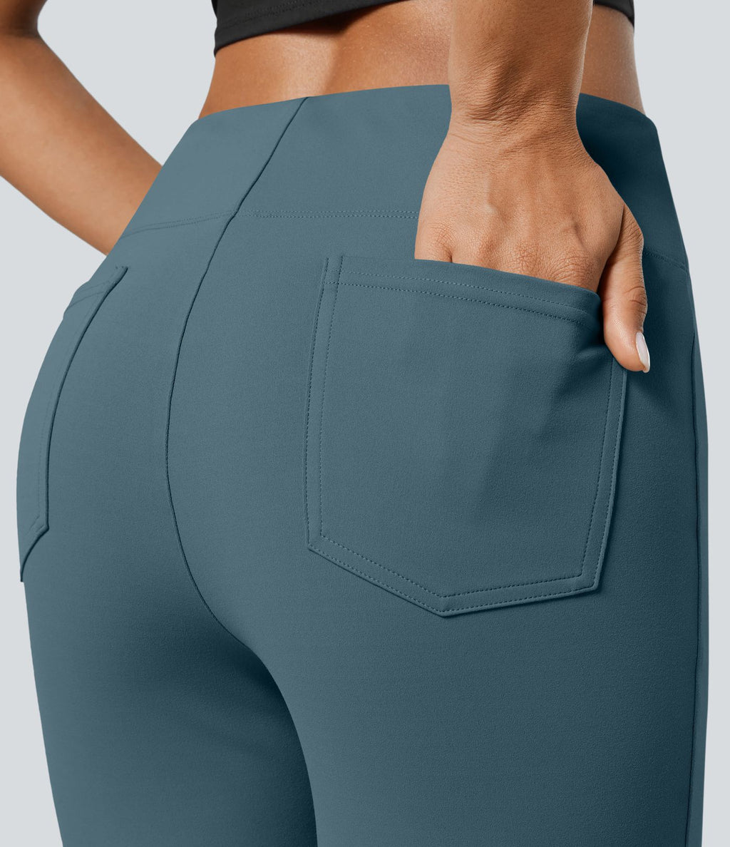 Pantalon tailleur légèrement évasé taille haute avec poches arrière Halara Flex™
