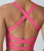 Débardeur yoga court SoftlyZero™ Airy col carré dos nu bretelles croisées effet frais InstantCool, bonnets A-C, protection solaire UPF50+