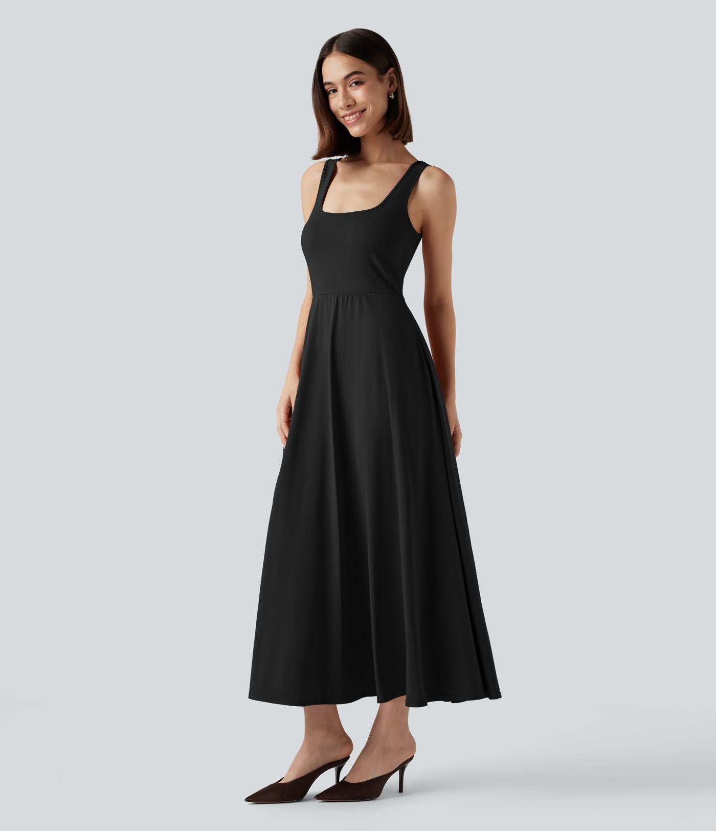 Robe mi-longue deux pièces à manches longues effet cache-cœur avec nœud au dos et poches