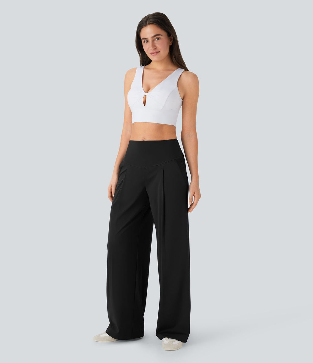 Pantalon de yoga droit gainant taille haute à séchage rapide avec poches SoftlyZero™