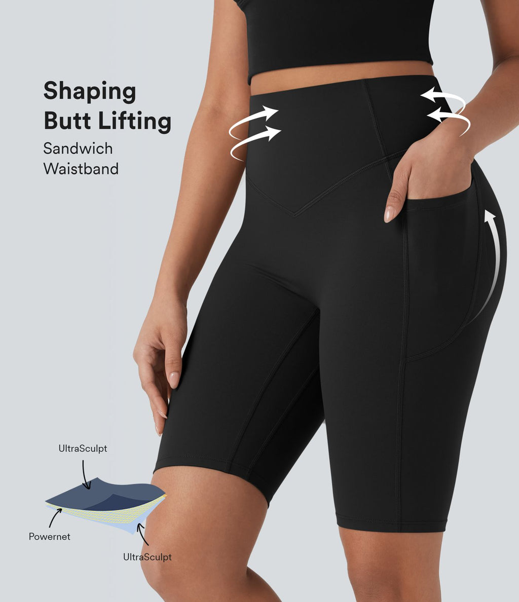 Short cycliste 12,5 cm d'entraînement gainant taille haute avec poches Halara UltraSculpt™