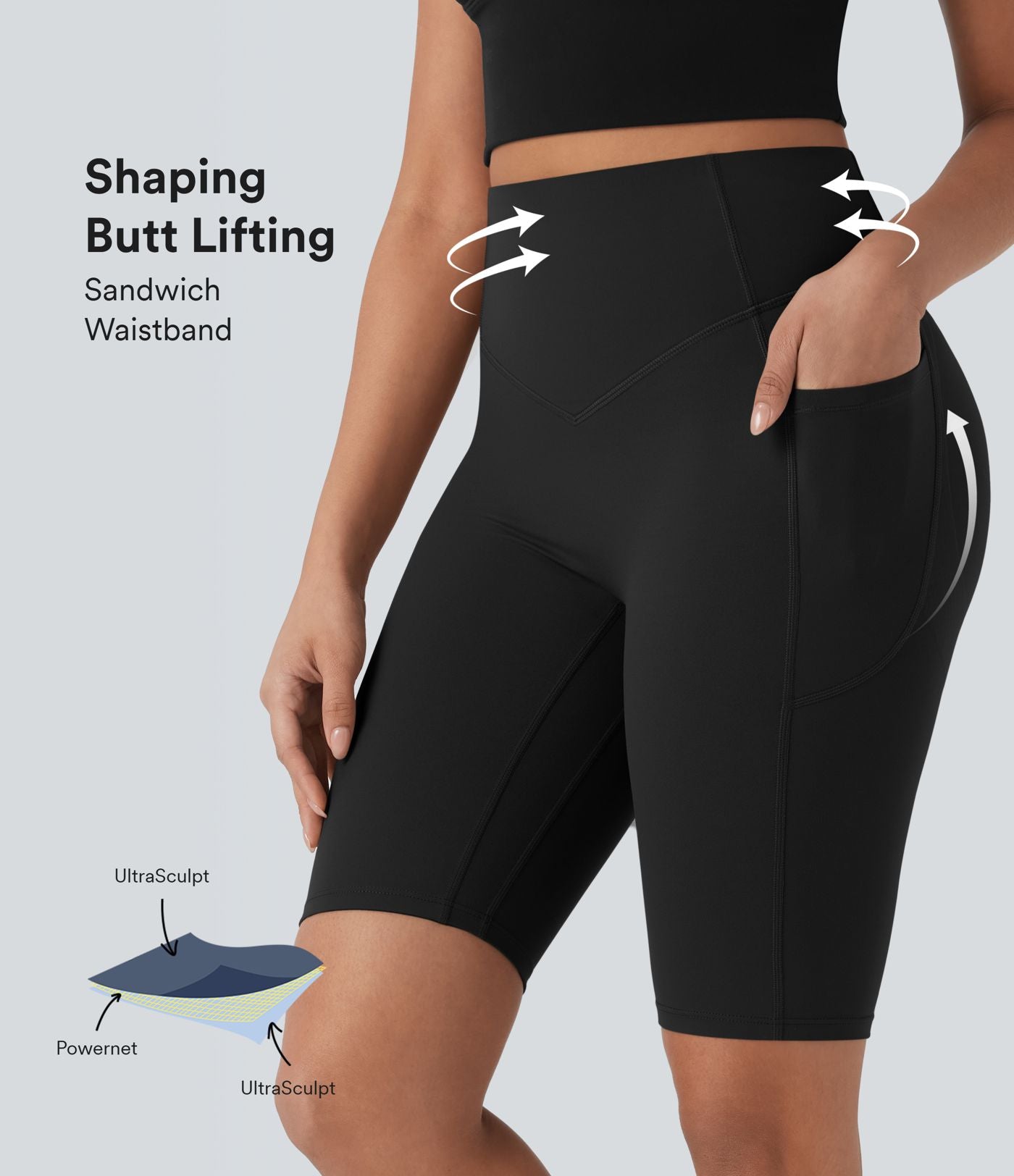 Short cycliste 12,5 cm d'entraînement gainant taille haute avec poches Halara UltraSculpt™