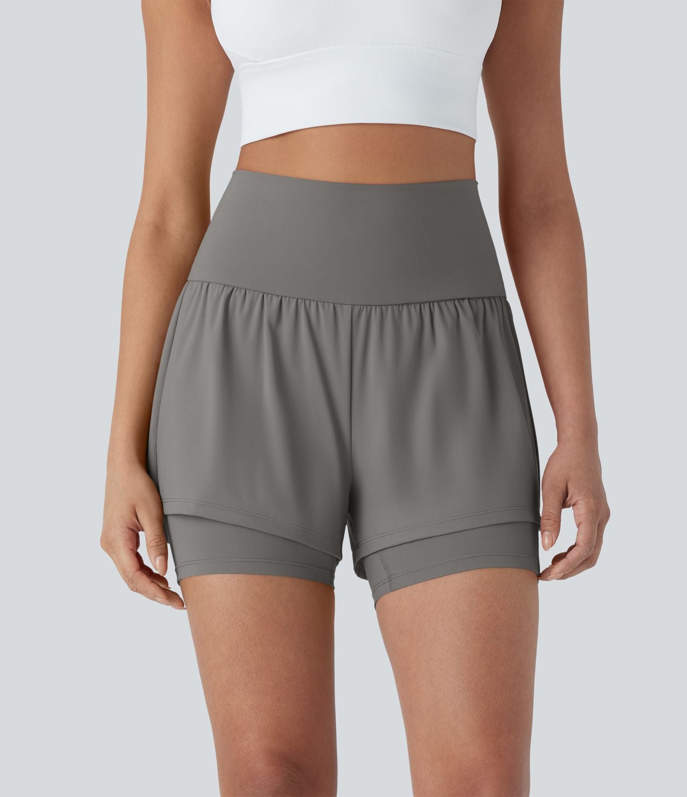 Short de yoga 2-en-1 SoftlyZero™ Airy taille très haute effet frais InstantCool 12,5 cm avec poches